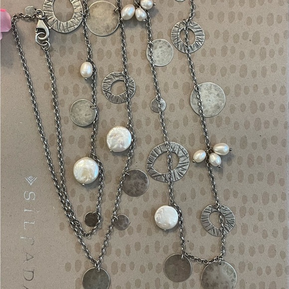 Silpada Pearl and Sterling Silver Disc 36” Necklace N2197 - Picture 14 of 15